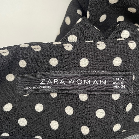 Zara polka dot wide leg pants high rise trousers crop artsy teacher fun small S - Picture 3 of 13